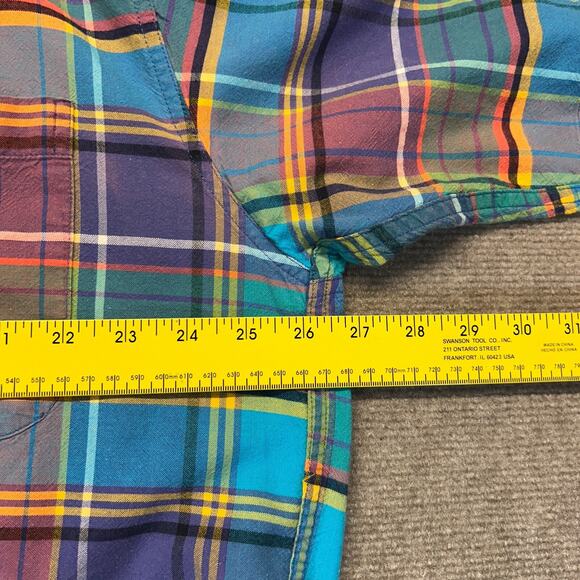 Cinch Vintage Shirt Mens Large Short Sleeve Button Down Pastel Plaid y2k - Picture 7 of 12